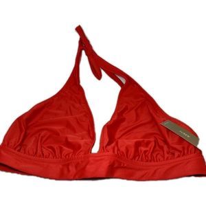 NEW J.Crew Red Halter Style Adjustable Bikini Top Size Large